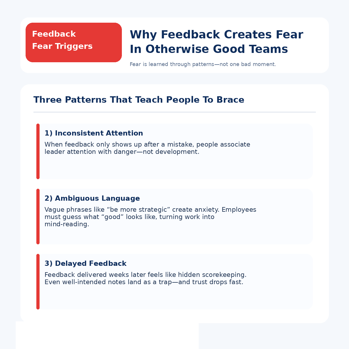 Why Feedback Creates Fear In Otherwise “Good” Teams