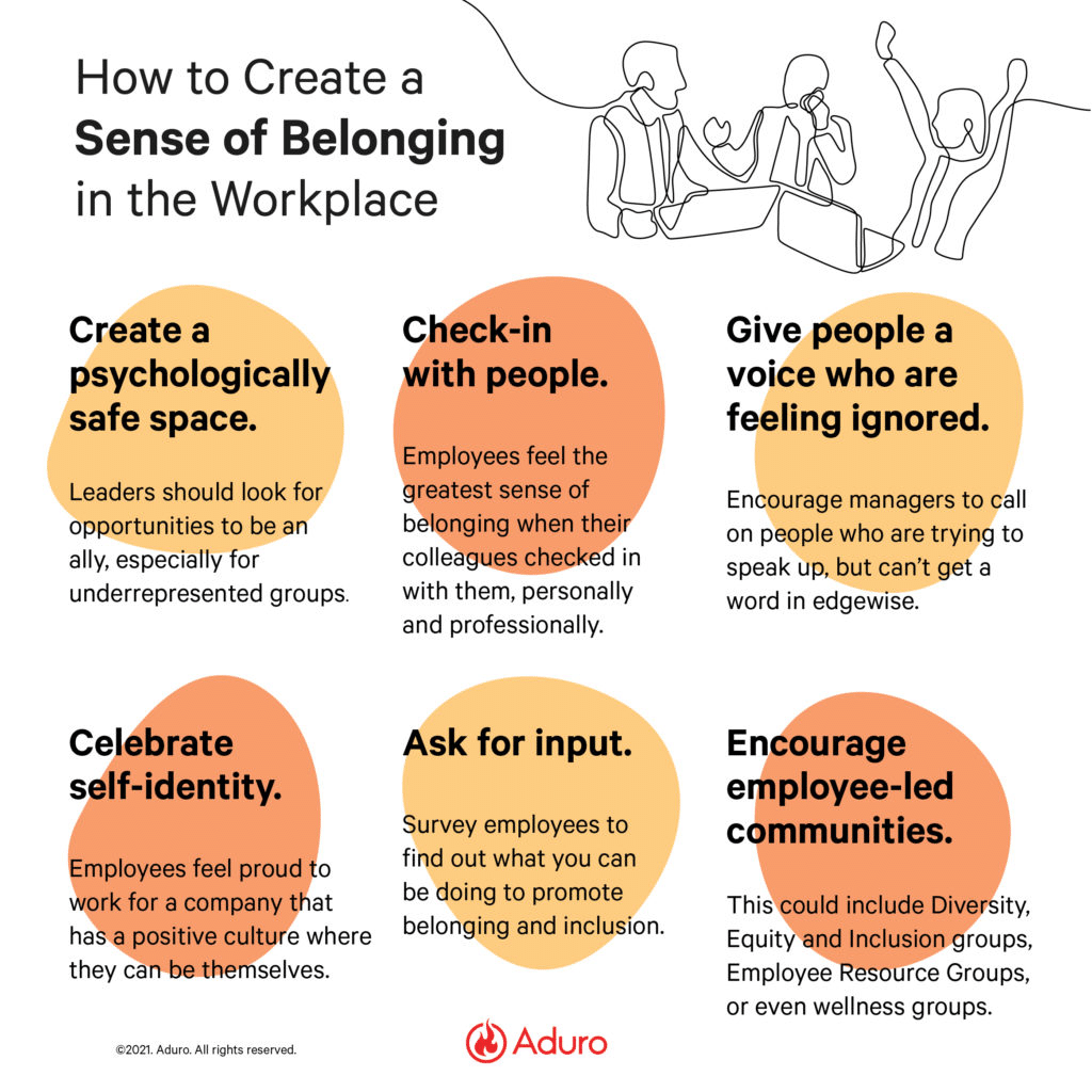 Create a psychologically-safe space, check in with people, give people a voice who are feeling ignored, celebrate self-identity, ask for input.