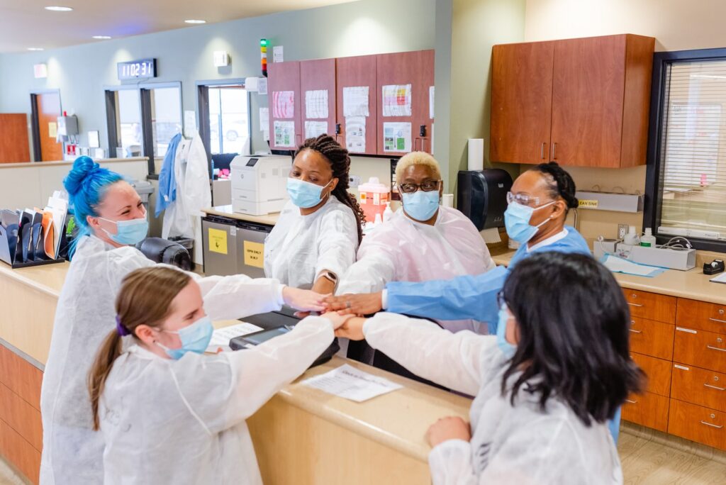 DaVita dialysis center staff providing compassionate patient support