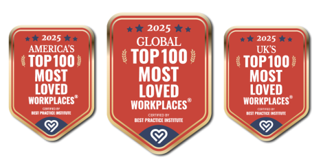 Global Top 100 Most Loved Workplace Banner of 3